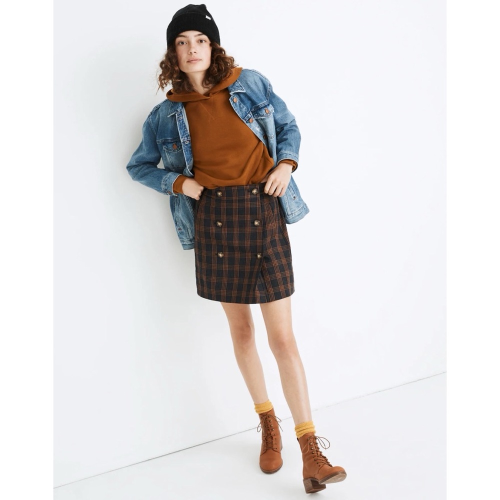 MADEWELL Plaid Double-Breasted Mini Skirt